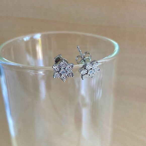 Diamond Accent Floral Earrings - Picture 1 of 4
